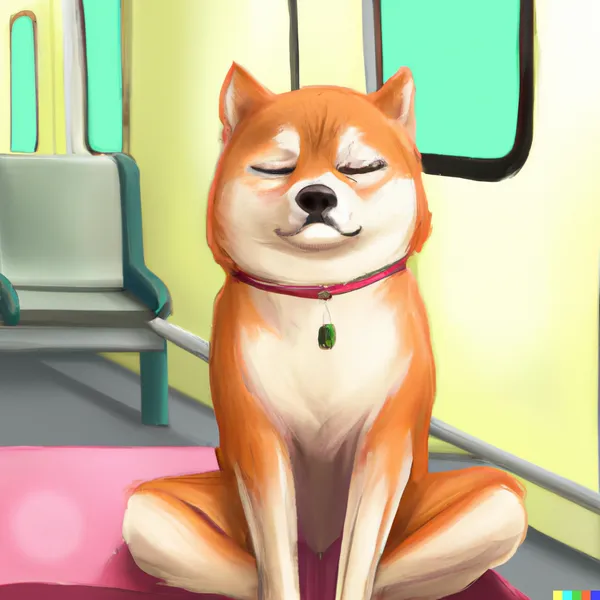 Feedo is being mindful on the train, with their eyes closed.