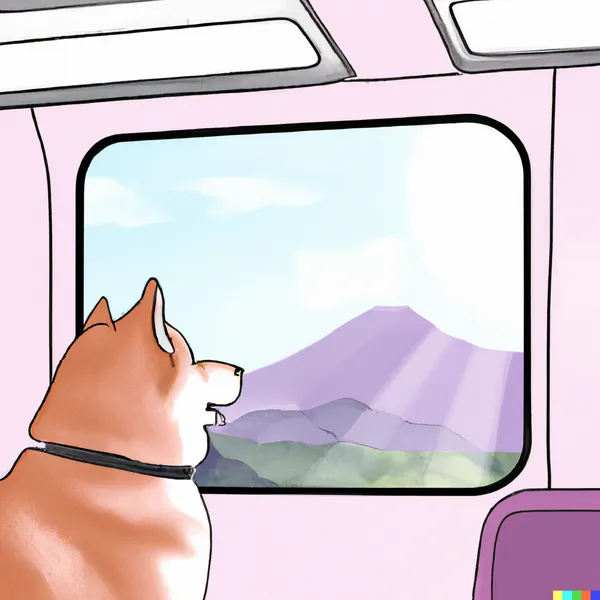 Feedo is relaxingly looking out the window on the train.